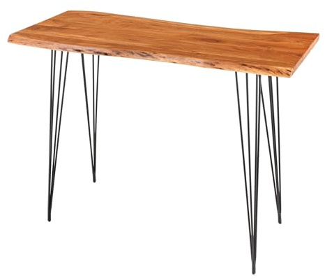 Riess Ambiente Bartisch Mammut 140cm - schwarz Natur - Akazienholz | Massiv, individuelle Maserung, Eyecatcher, Unikat, natürliche Baumstruktur, Metallgestell, 95 kg Belastbarkeit robust