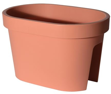 Spetebo Balkon Geländer Blumentopf in Terracotta - 40x26 cm - Pflanztopf Blumenkübel Geländertopf oval