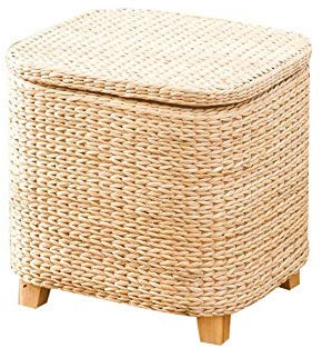 CCKUHN Rattan-Wicker-Aufbewahrungshocker, Ottomane, multifunktionaler Haushalts-Tür-Sofa-Seiten-Fußhocker, Beistelltisch, Bank, Pouf-Korb