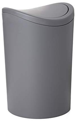 TATAY Badezimmer Mülleimer mit Schwingdeckel | Kompaktes und Modernes Design | Robustes Kunststoffmaterial und Leicht zu Reinigen | Hergestellt in Spanien | 19 x 19 x 28 cm – Grau