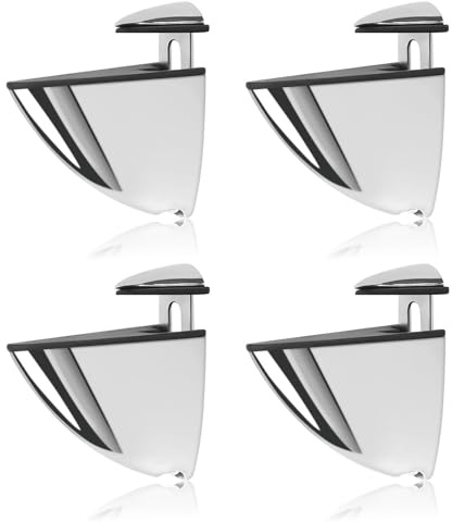 Glasbodenträger 4 Stück Verstellbare Glasregalhalterung, Zinklegierung Glashalter Glasregal Halterung Regalbodenträger mit Schrauben, Glasklemme für 3-16mm Dicke Regale Glas Holz