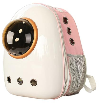 Katzenrucksack mit Ventilation, Space Capsule Katzentransportbox mit Transparentem Bubble Fenster, Doppelverwendung für Transport, Wandern und Alltag(A-Pink)