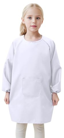 Generisch Malerkittel Kinder, Malkittel Kinder 2-12 Jahre, Malschürze Kinder, Bastelschürze Kinder mit Ärmeln und Taschen, Schürze Schule Mädchen für Basteln Malen Backen Kochen