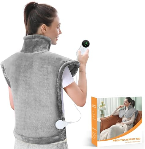 FORRINX Heizkissen für Rücken Schulter Nacken 59x87cm Wärmekissen mit Abschaltautomatik, Wärmewickel mit Taillenriemen, Schnelle Erwärmung, Rückenwärmer Heizdecke 9 Heizstufen & Maschinenwaschbar