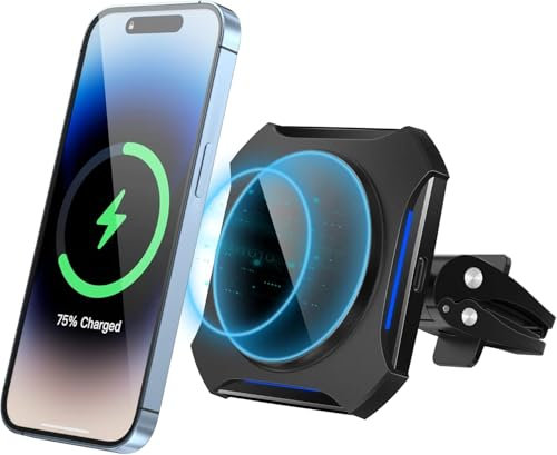 Sewowibo Autohalterung mit Ladefunktion, 15W Kabelloses Ladegerät Handyhalterung Auto mit Ladefunktion, Kompatibel mit Autohalterung und i Phone 16/15/14/13/12 Series, Schwarz