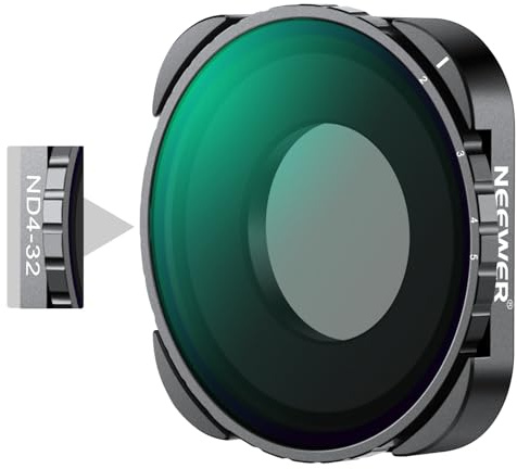 Neewer Variabelt ND4-ND32-filter kompatibelt med GoPro 9 10 11 12, 2-5 stopp, variabelt ND-filter med HD flerbelagt HD-optiskt glas och smal ram, inget X-mönster