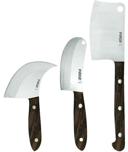 Pirge Set di Coltelli per Formaggio Premium 3 Pezzi - Acciaio Inossidabile con Manico in Legno Wenge - Coltelli Lucidati per Taglio e Servizio del Formaggio