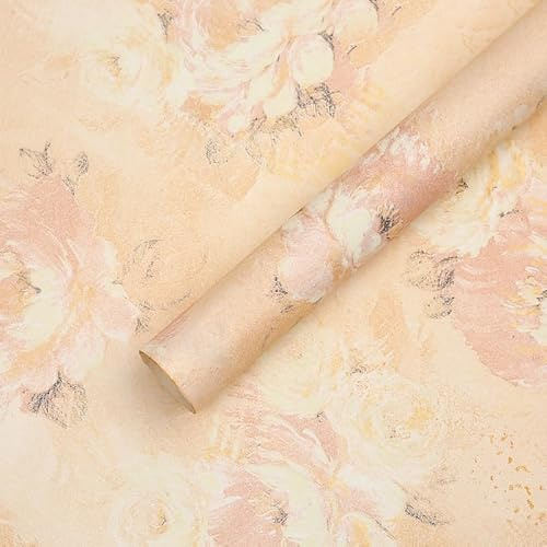 Nvzi blomma förpackningspapper, blommigt förpackningspapper, tredimensionellt mönster förpackningspapper, oljemålningspapper (höstlöv gult)