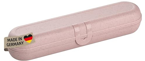 Koziol KLIKK bestick-fodral utan bestick, besticklåda to go, utomhus bestickbehållare för camping, återanvändbar bestickförpackning, bestickväska, besticklåda, ekologisk rosa