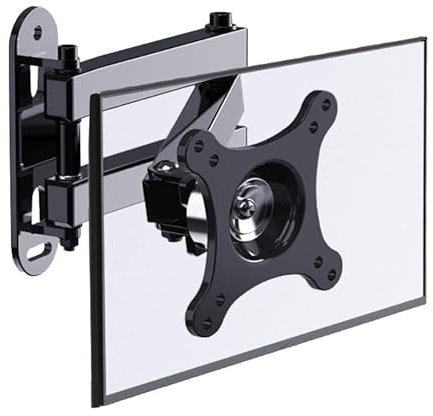 YQINQIN83B Monitor Desk Single Monitor Wall Mount for Most 10-27 Monitors Within 33.0 lbs, Full Motion Adjustable Wall Mount Articulating Arms Swivel Tilt Extension Rotation Monitor Stand