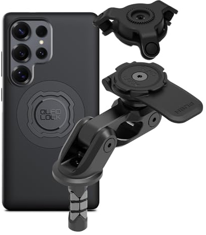 QUAD LOCK Gabelschaft-Handyhalterung für Motorrad PRO mit Vibrationsdämpfer und MAG-Hülle für Galaxy S25 Ultra