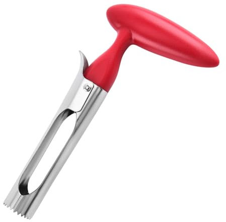 Apple Corer Remover - Fruit Core Extractor Tool - Stainless Steel Apple Corer - Ergonomic Handle Kitchen Tool - Easy to Use & Clean (Red)