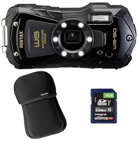 Kit Photo Personnalisé crée à l'aide de PENTAX Compact étanche WG-90 Noir + Etui + SD