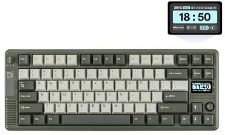 EPOMAKER RT85 Kabellose mechanische Tastatur mit Joystick & DIY-Bildschirm, 8000mAh, BT/USB/2.4Ghz, Gasket, Hot-Swap, PBT-Tastenkappe, 75% Gaming Tastatur (Armeegrün, Creamy Jade)