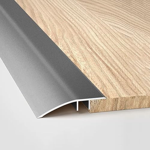 Bandes de transition en aluminium, barre de transition pour carrelage et tapis, plinthe de joints, plinthe de sol, rampe de fauteuil roulant, plinthe de porte, étanche, pas de déformation (Grijs, L
