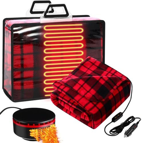 Tuanse 12V Car Heated Blanket 58x43 120W for Truck SUV RV Winter