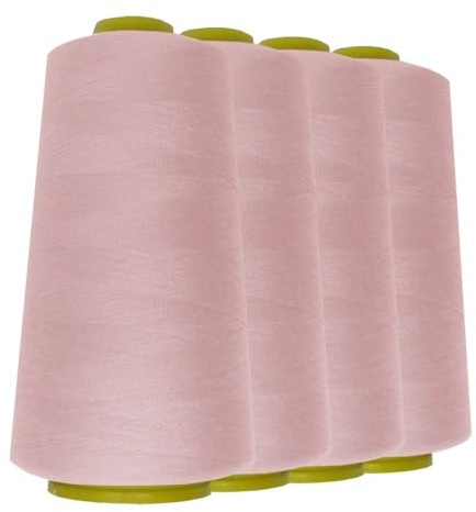 Schneidereibedarf Werner - 4 Rollen/Konen Overlock-Nähgarn/Overlockgarn - Polyester, 40/2 Stärke, 2743 Meter / 3000 Yards, für Näharbeiten, Quilten, Patchwork, Kleidung (rosa (502))