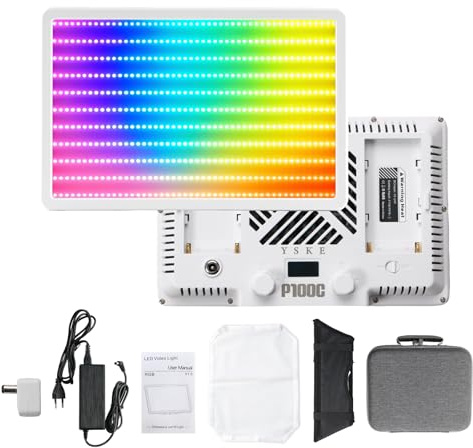 YSKE-100W RGB LED Photography Light & Panel Light, Professional Camera Light Video Light with Softbox Lighting Kit, Continuous Selfie Light for Podcast, YouTube, Video and Photography Lights.