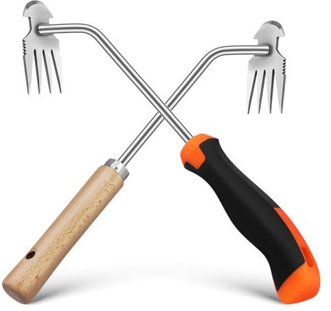 Hemobllo 2 Pezzi Attrezzi Manuali per Diserbo da Giardino Rimozione Erbacce Strumenti per Orti in Acciaio Inossidabile con Impugnatura Ergonomica per Aiuole