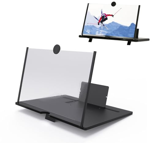 HD Phone Screen Magnifier – Foldable Mobile Phone Screen Amplifier for Movies, Gaming, and Reading, Portable Phones Magnifier Screens, Compatible with All Smartphones (A-Black,12inch)