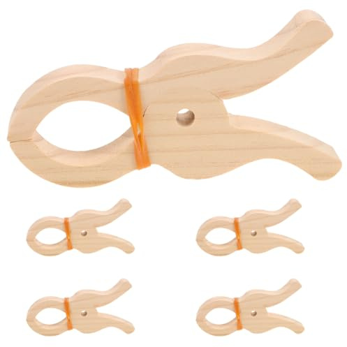GALPADA 5Er-Pack Holz Wäscheklammern Groß 14X7X1.5Cm rutschfeste Kleidungsklammern Für Gardinen Handtücher Balkon & Foto-Displays