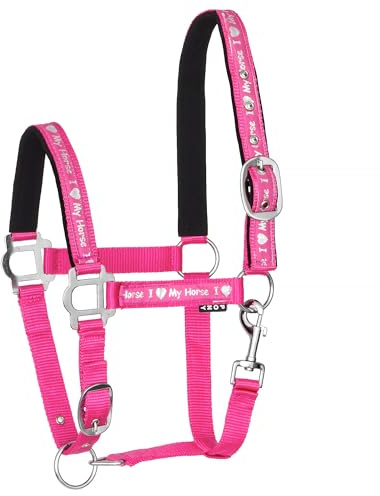 Start Halfter Pferd Pink – 2-Fach verstellbar, weich gepolstert, mit Karabinerhaken & silbernen Beschlägen, Pony & Shetty, Robustes Weidehalfter – ILoveMyHorse (Rosa, Pony)