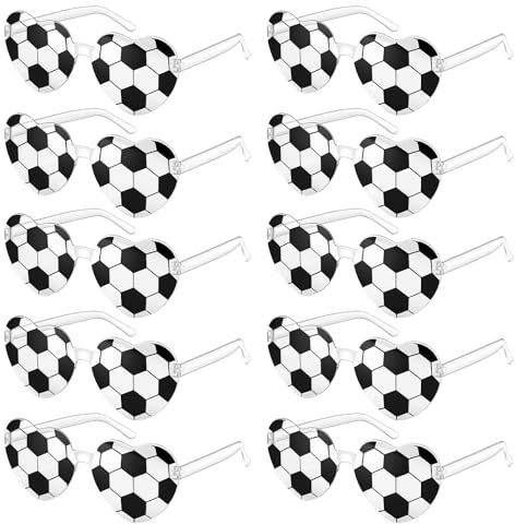 SelfTek 10 Pack Football Party Glasses - Heart Shaped Sunglasses Rimless Novelty Football Party Eyewear Multipack Costume Glasses for Fans Women Men