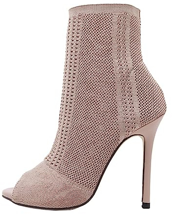 Tacón de Aguja con Forma de BOT para Mujer, para Vestido de Boda, Sandalia de tacón Grueso, Elegante.