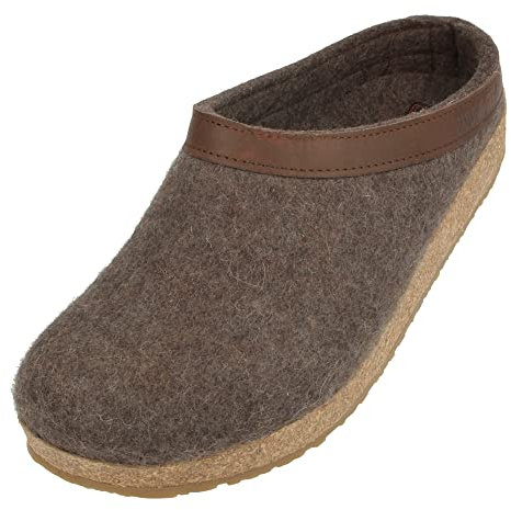 HAFLINGER Grizzly Torben Filzclog Hausschuh aus reinem Wollfilz braunmeliert, Gr. 48
