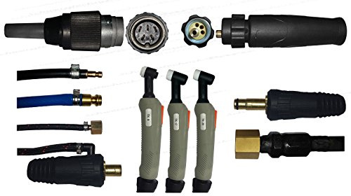 SR-26F WIG Schlauchpaket mit Flexiblem Brennerhals, 5 Poligem Tuchel Stecker, 8 Meter,13mm Dorn & NW5 Gasanschluss passend zu den meisten Herstellern wie Trafimet, Lorch, Ewm u.v.m