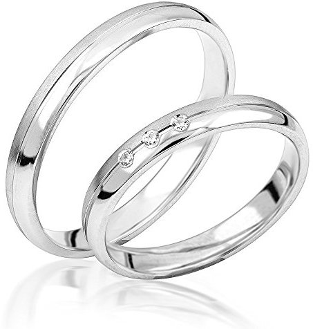 2x Platin Eheringe Partnerringe Trauringe Verlobungsringe inkl. Gravur und Steine PTJC19-600