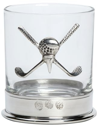 Très Haute Qualité sans Plomb Poteries Monté 12oz Whisky Verre avec une Paire de en Forme de Croix Glof Clubs en un Boîte Présentation de 1 ou 2 Lunettes