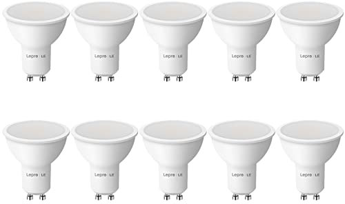 Lepro GU10 LED Warmweiss 4W Lampe, 2700K Warmweiß, 345 Lumen, 100° Abstrahlwinkel, Dimmbar Reflektorlampe, Energiesparendes LED Leuchtmittel für Wohnzimmer, Küche, Schlafzimmer, 10 Stück
