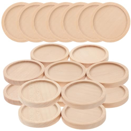 Milisten Runde Holztabletts 35 mm 20 Stück Schmuckbasis Für DIY Anhänger Cabochon Broschen Reversnadel Und Bastelarbeiten Für Individuelle Geschenke | Anhängerrohlinge mit 35mm Durchmesser, ideal für Cabochon, Harz, Fotoschmuck und kreative DIY-Projekte