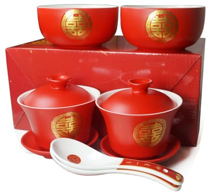 Geschirr, Tee-Geschenk, 2-teiliges Set, Gaiwan-Schale, Löffel, Porzellan für Erwachsene, Männer, Frauen, Paare