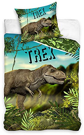 Carbotex T-rex Dinosaurier Dinosaur Dino NL201091 Bettwäsche 135 x 200 cm + 80 x 80 cm