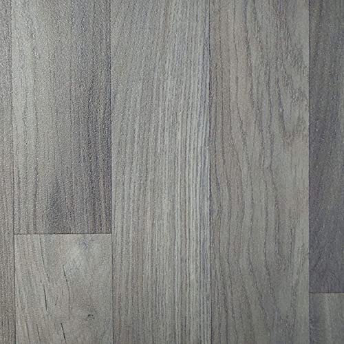 Vinylflooring UK Dark Grey Wood Effect Vinyl Flooring Roll For LivingRoom, DiningRoom, Kitchen, 2.8mm Thick Cushion Backed Vinyl Flooring Roll, Waterproof Lino Flooring-4m(13'1) X 4m(13'1)-16m²