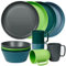 Greentainer 12PCS Set di stoviglie in plastica infrangibile adatto per campeggio e picnic, piatti leggeri, ciotole e tazze, servizio per 4, ideale per bambini e adulti, Stile scuro