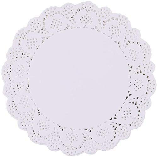 YKKJ Napperons Dentelle,Napperons Jetables en Papier 100 Pièces Dentelle Blanc du Papier Napperon Gâteau d'emballage Tapis de Papier pour Décorations de Mariage de Fête 5.5Inch