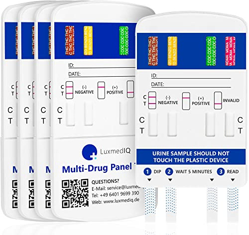 Drogentest Multi 8 - Urin Drogenschnelltest für 8 Drogenarten (5 Stk.) | Urin Test für Cannabis THC, Kokain, Amphetamin, Ecstasy MDMA, Opiate, Methamphetamin, Methadon & Benzodiazepine