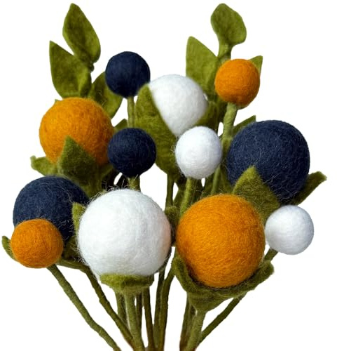your castle Blumenstrauß aus 12 Filzblumen und & 2 Ästen, fairer Handel, nachhaltige Filz Deko, realistische Kunstblumen, Filz-Floristik, Stoffblumen, Filzblumen-Set, Leonie.