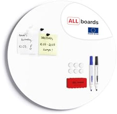 ALLboards Magnettafel Magnetplatte Whiteboard in Kreisform Weiß 30 cm Durchmesser Schreibtafel Magnetwand