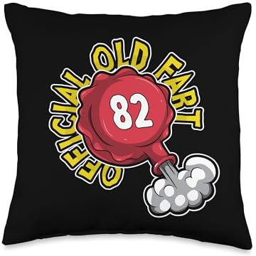 82nd Birthday Official Old Fart Funny Red Whopee Cushion Throw Pillow