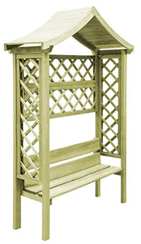 RONGQI Pergola de Jardin Pavillon de Jardin Arche de Patio Belvédère Extérieur Pergola de Jardin avec Toit et Banc Bois de pin imprégné