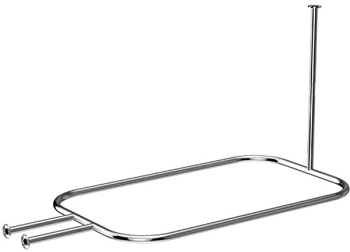 Asta per tenda da doccia a forma di cerchio, 148,1 x 61 cm, antiruggine, forma quadrata, ovale, senza cedimenti, resistente, per vasche da bagno e vasche indipendenti, resistente, facile installazione