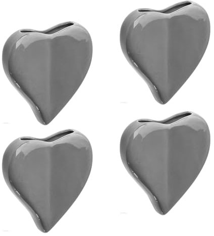 Metrox Set di 4 umidificatori a forma di cuore, in ceramica, per il fissaggio al termosifone, colore grigio, diffusore di acqua a1510