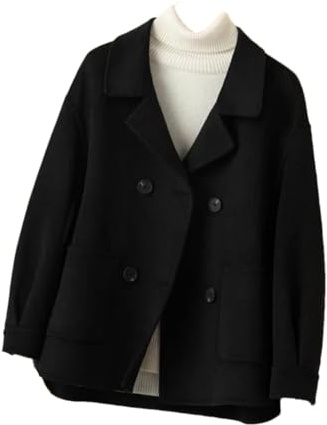Pegsmio Manteau En Laine Pour Femme Veste Courte Printemps Coréen Vêtements D'extérieur En Cachemire Des Deux Côtés Vêtements De Cardigan Automne Et Hiver