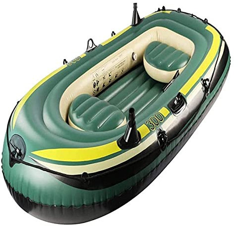 WolFum Großes aufblasbares Floß, Boot-Schlauchboot-Angelset, Wassersport-Kajak-Kanu für 3 Personen mit Paddel und Luftpumpe, robuste 250 kg schwere Wassersportarten
