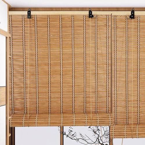FENGSHOUU Retro Bambus Rollo Bambus Jalousine,Natur Holzrollos,Bambus Raffrollo,Verdunkelungs Sichtschutz Sonnenschutz Rollo,für Teehaus/Restaurant/Garten/Balkon,Breite x Höhe (70cm x 100cm)