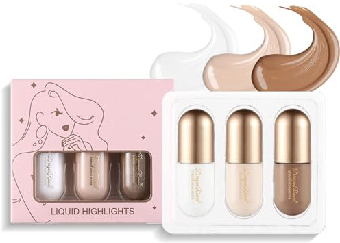 3 Pack Bronzer Contour & Highlighter & Concealer Makeup Set - Hochpigmentierte Langanhaltende Konturenstift - Wasserdicht Shimmer Highlighter Concealer Gesicht Makeup Geschenk Für Frauen